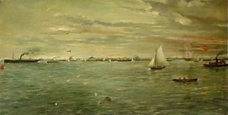 Verner Moore White The Harbor at Galveston, was painted for the Texas exhibit at the oil painting image